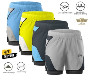 Mens Running Shorts Gym Bodybuilding Jogging Pants Training Workout Compression - Picture 1 of 39