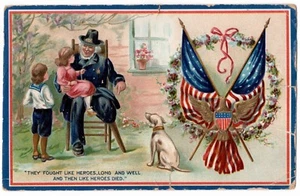 1909 Posted: Tuck Decoration Day Series/Civil War Vet w Peg Leg, Children, Dog - Picture 1 of 2
