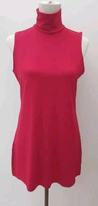 Vintage Ralph Lauren Size M 12 14 Pillar Box Red Long Tunic Top Sleeveless Zip - Picture 1 of 17
