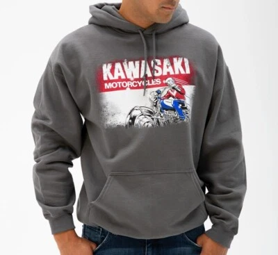 Nueva sudadera Kawasaki Heritage Logo Old School Sign, XX-grande, gris Foto 1 de 3