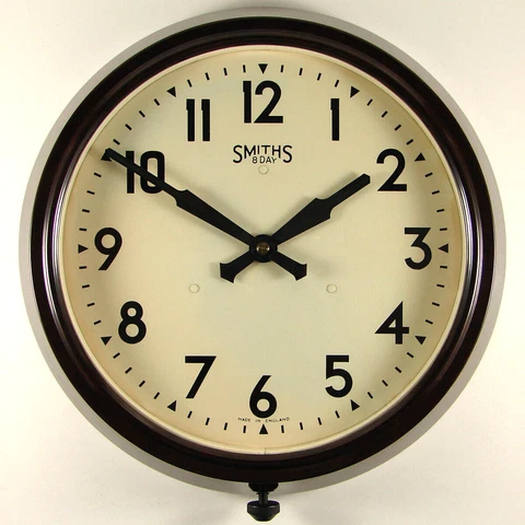 SMITHS vintage bakelite cased 8-day wall clock with 9 inch dial dated 1949 Cover