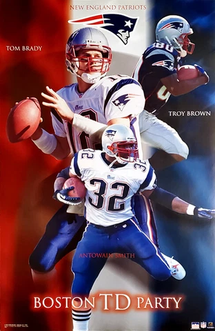 New England Patriots TD PARTY 2002 22x34 POSTER Tom Brady, Troy Brown, Antowain Cover