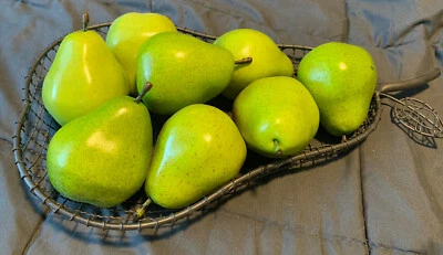 Lote de 8 PERAS Artificial Imitación Fruta Grande 4" Verde Con Cesta de Pera Foto 1 de 4