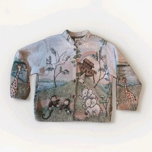 Sugar Street Weavers Boyds Bears Noah & Friends Ark Tapestry Cardigan Jacket- LG - Picture 1 of 24