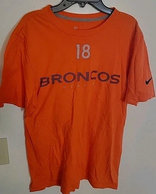 Camiseta Nike Denver Broncos Para Hombre L Grande Naranja #18 Manning Para Hombre Talla Pequeña AFC Foto 1 de 4