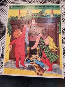 Rainbow Works 1973 Frame Tray Puzzle Getting Ready For Santa Vintage Christmas  - Picture 1 of 8