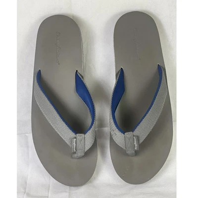 Sandalias Tommy Bahama Para Hombre 13 Gris Con Rayas Azules Chanclas Tanga Slides  Foto 1 de 4