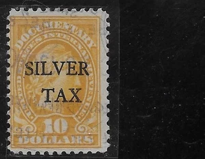 US Scott RG18, $10.00 Revenue, Silver Tax, Series of 1934, OVPT, Used, NG, F/VF - Picture 1 of 1