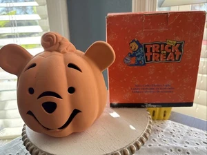 Vtg Disney Winnie the Pooh Terra Cotta Lamp Halloween Pumpkin 1998 Works Bear - Picture 1 of 2