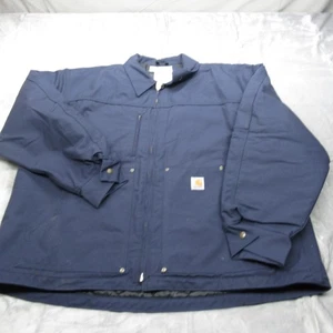 Carhartt Jacket Mens 2XL Navy Blue Quilted Lined Barn Coat Zip Pockets NWD - Picture 1 of 12