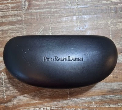 Auténtico estuche para gafas/gafas de sol Polo Ralph Lauren negro concha de almeja Syn. Cuero Foto 1 de 4