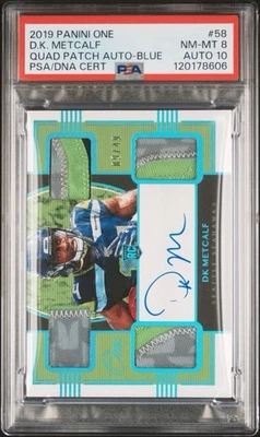 2019 Panini One - Rookie Quad Patch Autographs DK Metcalf #58 Blue /49 - Image 1 of 3