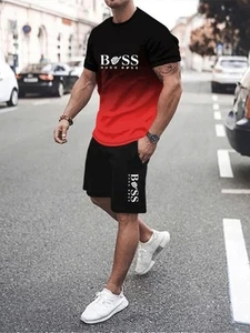 Men's Summer Middle-aged and Elderly Leisure Sports Business Shorts T-shirt Set - Picture 1 of 29