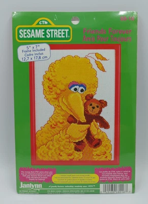 Sesame Street Cross Stitch Kit Big Bird FRIENDS FOREVER + Frame #68-16 Janlynn - Image 1 of 4