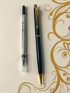 Parker Mechanical Pencil USA Gold Black & Roller Ball Refill 4EBX Cartridge UK - Picture 1 of 14