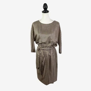 Brooks Brothers Pure Silk Rattan Geometric Print Dress Size 4 Silk Lined Belted - Picture 1 of 13