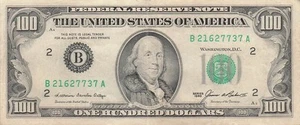 USA / New York , NY $100 Series of 1985 Block B - A Circulated Banknote ESU - Picture 1 of 2