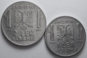 Deutsche Besetzung Albanien 2+ 1 Lek 1939 Vereinigte Italien - Bild 1 von 2
