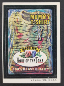 Mummy Ghoulish 1975 Wacky Packages Topps Tan Sticker Card (EX Soft Corners)