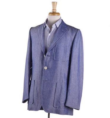 Nuevo Abrigo Deportivo $2795 D'AVENZA Azul Ligero Cambray Lana-Lino 39 R Foto 1 de 4