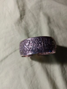 VINTAGE HANDMADE SILVER PLATED BANGLE BRACELET-ANIMAL-BIRD SCENES - Picture 1 of 14