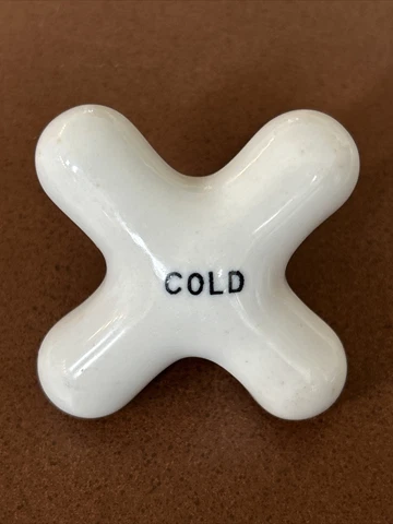 Vintage Style COLD Water Porcelain Cross Handle Knob Sink Tub Faucet White Cover