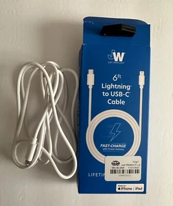 Just Wireless 6’ USB-C to USB-C PVC Cable - White - Photo 1 sur 5