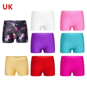 UK Kids Girls Low Rise Bike Athletic Booty Short Gymnastic Dance Sports Shorts - Picture 1 of 97
