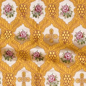 Blumen & Kreuz Muster Brokat Jacquard Stoff Orhtodox Kirche Priester Gewänder - Bild 1 von 12