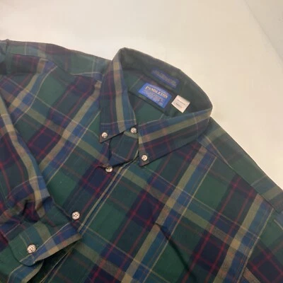 Pendleton Men Green Madras Virgin Wool Long Sleeve Botton Down Shirt XXL NWoT - Image 1 of 4