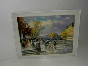 TABLEAU ANCIEN HUILE SUR TOILE ARTISTE JEAN DEFOY LE QUAI DE LA SEINE A PARISTBE - Picture 1 of 12