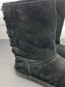 Bearpaw Philly Women’s Boots Black Suede And Wool Lace Up Back Size 9 #1810W - Picture 1 of 9