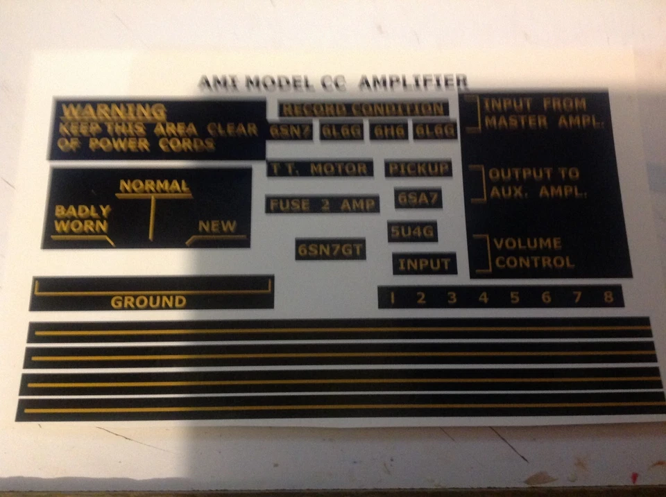 JUKEBOX  AMI MODEL  CC  AMPLIFIER DECAL SET - Image 1 of 1