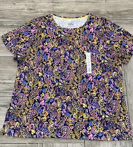 Croft & Barrow Plus Size Colorful Paisley The Classic Tee Crew Neck T-Shirt Top - Picture 1 of 2