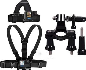 Chest Strap + Head Strap + Bike Handlebar Mount For GoPro Hero 10,9,8,7,6,5,4,3 - Picture 1 of 9