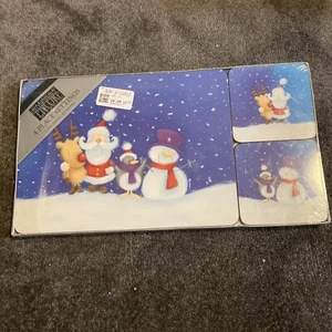 Christmas Placemats 4 Tablemats 4 Coasters 4 Place Settings Heat Resistant - Picture 1 of 5