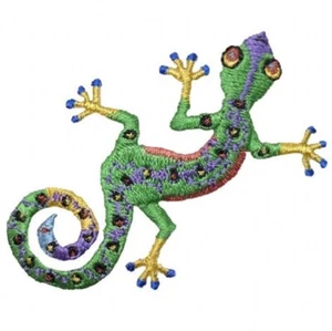 Medium Green Gecko Applique Patch - Lizard Reptile Badge 2.5" (Iron on) - Picture 1 of 1