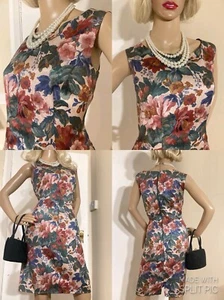 Vintage Laura Ashley 80s 40s Revival 100% Silk Hour Glass Wiggle Shift Dress - Picture 1 of 24
