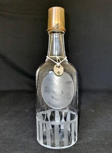 Antique Hawkes Engraved Moonshine 11" Whiskey Bottle c.1915 Original Lock No Key - Picture 1 of 16