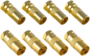 Poppstar 8x SAT Adapter Koax 4x F-Stecker auf IEC + 4x auf Antenne vergoldet - Bild 1 von 4