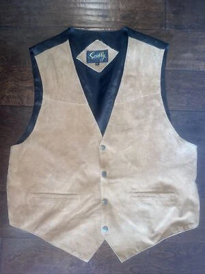 Chaleco de gamuza Scully para hombre extra grande marrón negro cuero traje a presión traje  Foto 1 de 4
