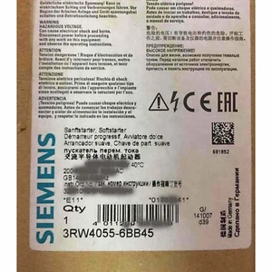 3RW4055-6BB45 NEU SIEMENS 3RW40556BB45 SIRIUS soft starter S6 134 A 90 kW/500 V - Picture 1 of 3
