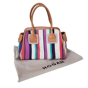 Hogan Canvas & Leather Striped Handbag Purse - Picture 1 of 15