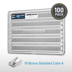 100PCS RJ45 CAT6 Pass Through Modular Plug Network Cable Connector End 8P8C CAT5 - Picture 1 of 9