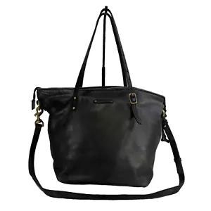 Kempton & Co Distressed Large Black Leather Crossbody Tote Shoulder Bag - Picture 1 of 12
