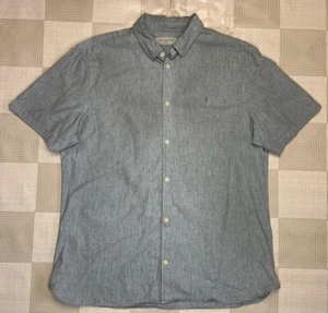 Allsaints Men Gray Button Up Waycross Short Sleeve Shirt Size XL - Picture 1 of 6