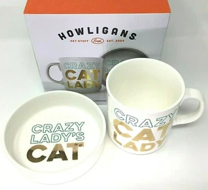 Howligans Ceramic Mug and Cat Bowl Gift Set. Crazy Cat Lady design - Picture 1 of 6