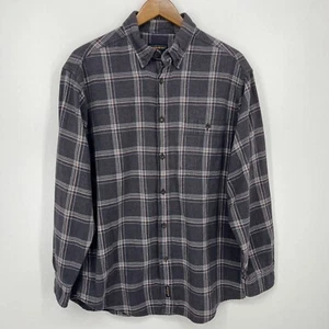 Woolrich Long Sleeve Button Shirt Men's Size L Gray Plaid Print Collared Cotton - Picture 1 of 8