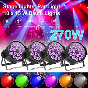 4pcs 270W 18 LED Par Faro 270W LED Luce di scena 4 in 1 DMX RGBW Faretto - Foto 1 di 16
