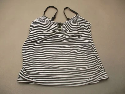 MERONA Size L Women Striped Lined Wireless Pull On Stretch Quick Dry Tankini 10B - Image 1 of 4